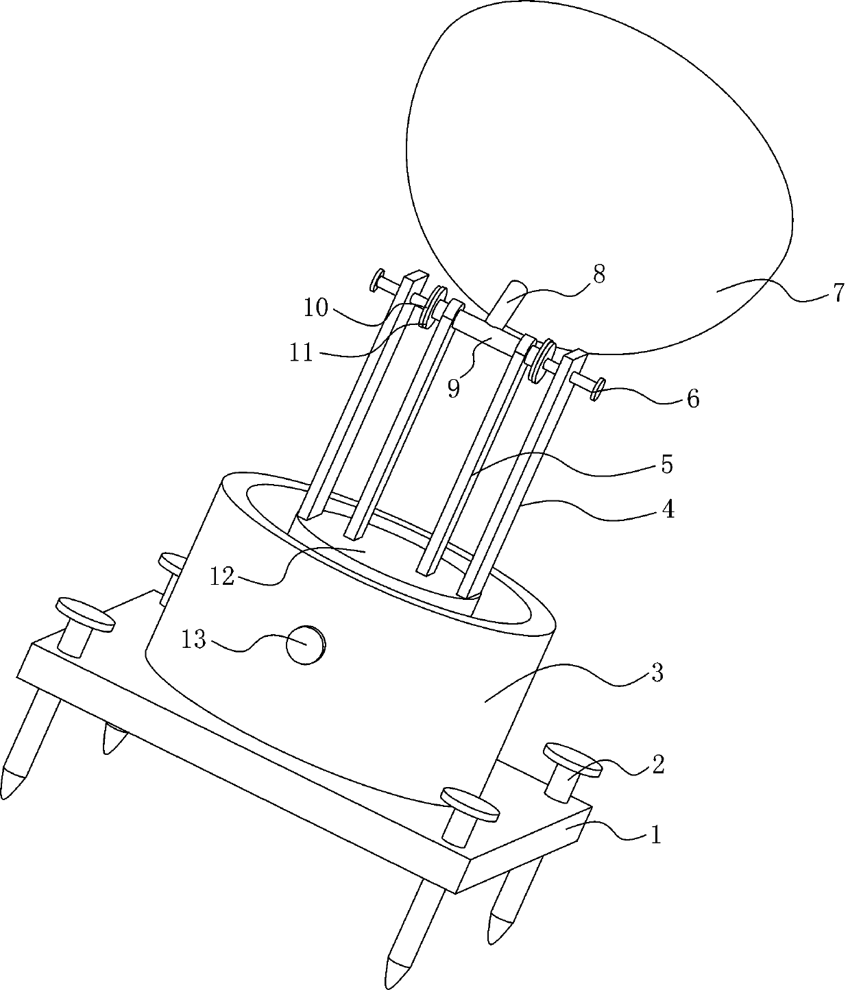 Locking device for adjusting radiation area of communication antenna