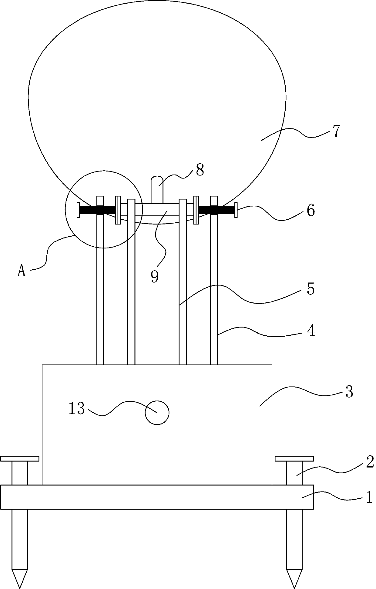 Locking device for adjusting radiation area of communication antenna