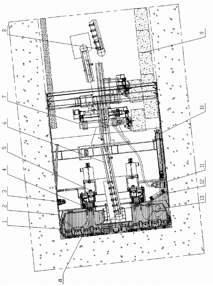 A long-distance large-slope inclined shaft full-section rock roadheader