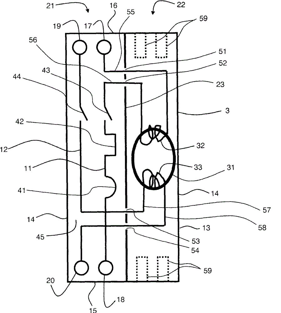 Electric device with differential protection