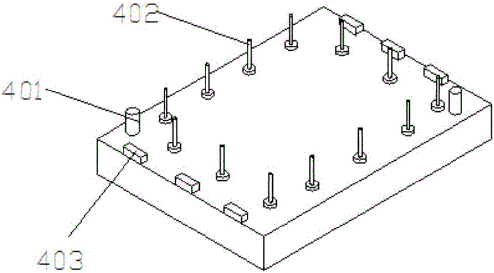 Material taking plate, PCB (printed circuit board) overlaying device and PCB riveting device