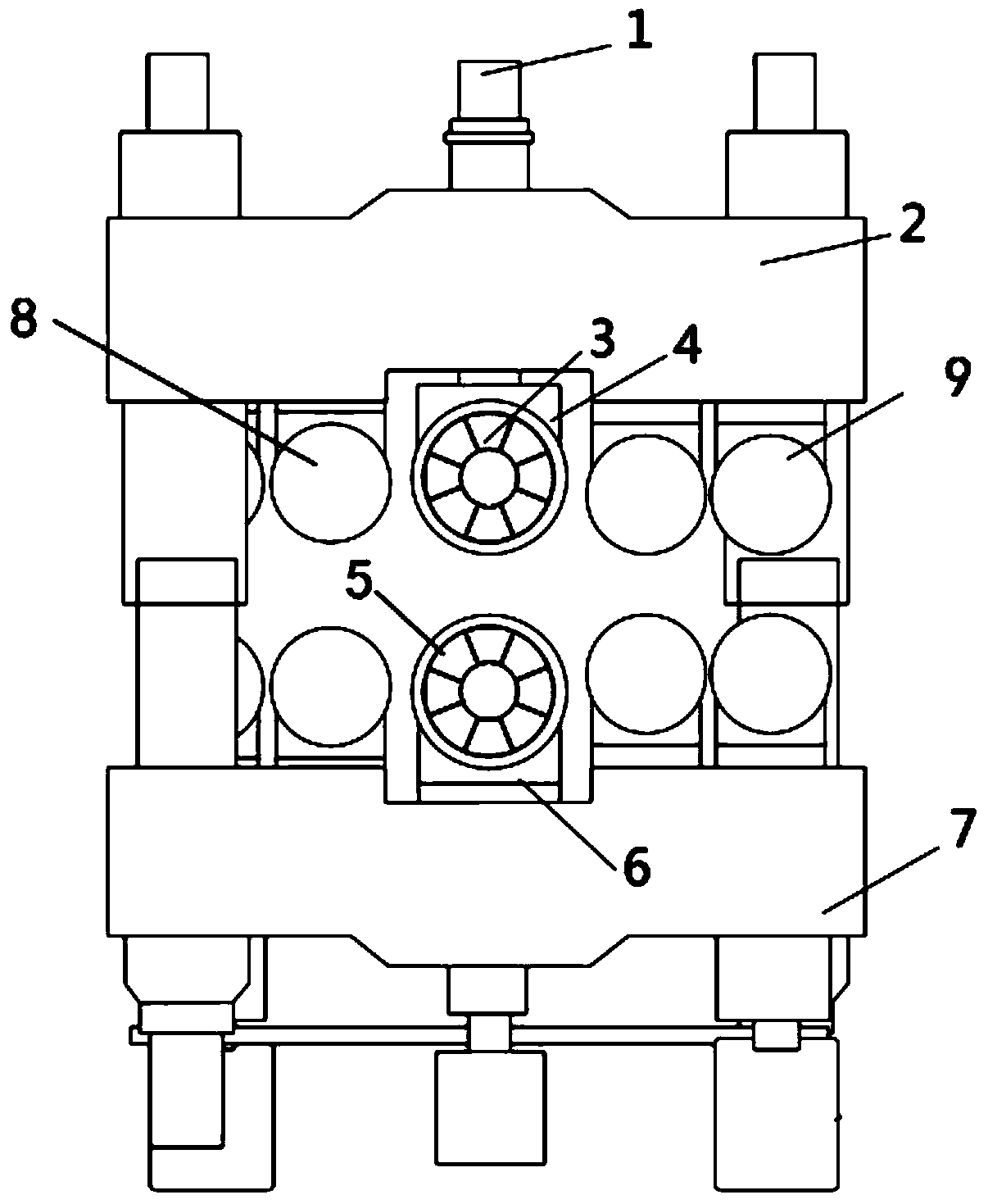 Continuous casting machine sector section for deep pressing of continuous casting blank solidification tail end and deep pressing method of continuous casting machine sector section