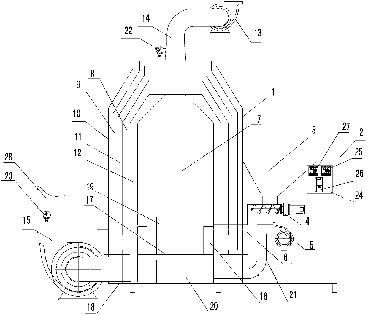 Biomass hot air stove system