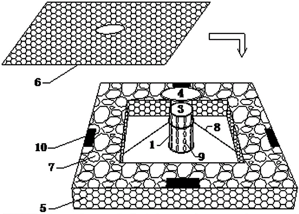 A flat roof rainwater regulation and storage device and regulation and storage method