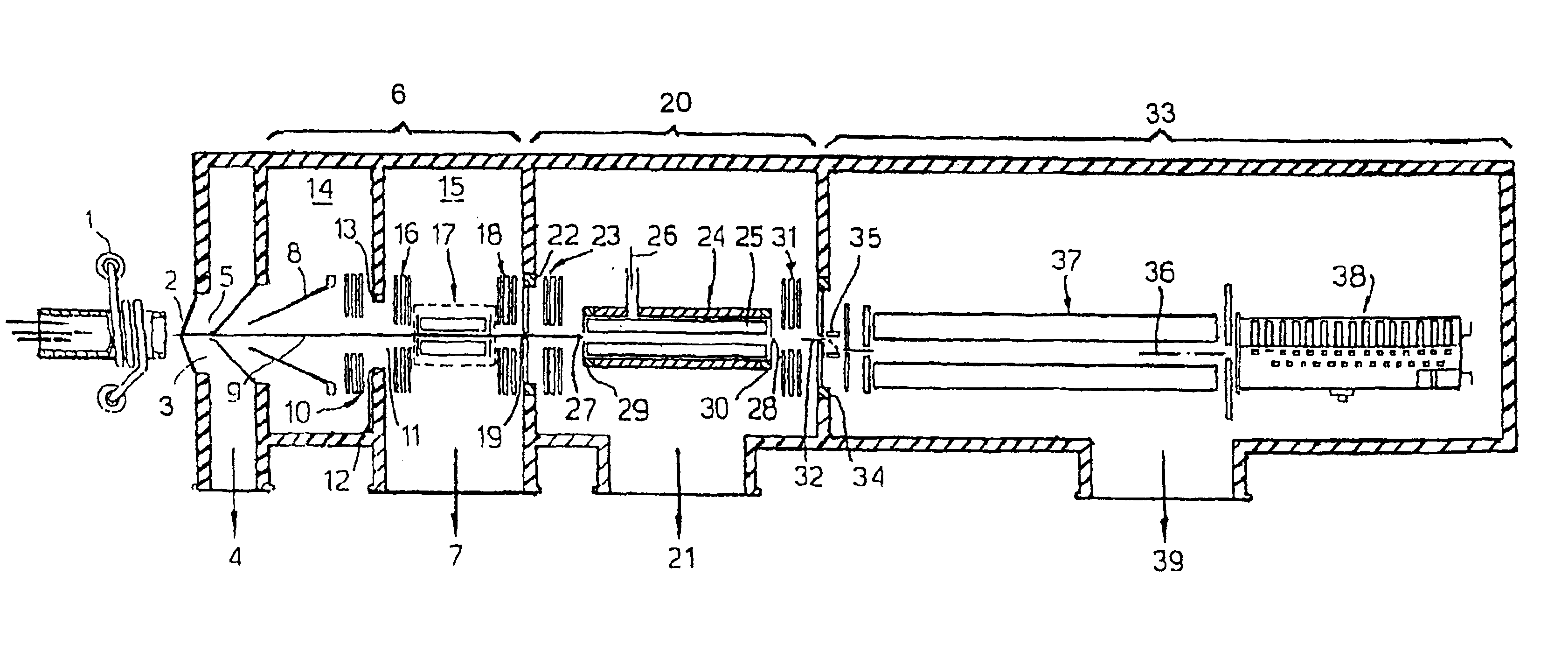 Means for removing unwanted ions from an ion transport system and mass spectrometer