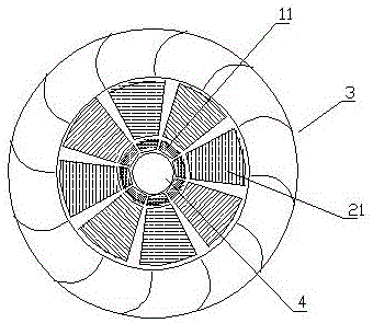 Horizontal type inclined-jet outer-blade hydraulic generator easy to cool and acting method thereof