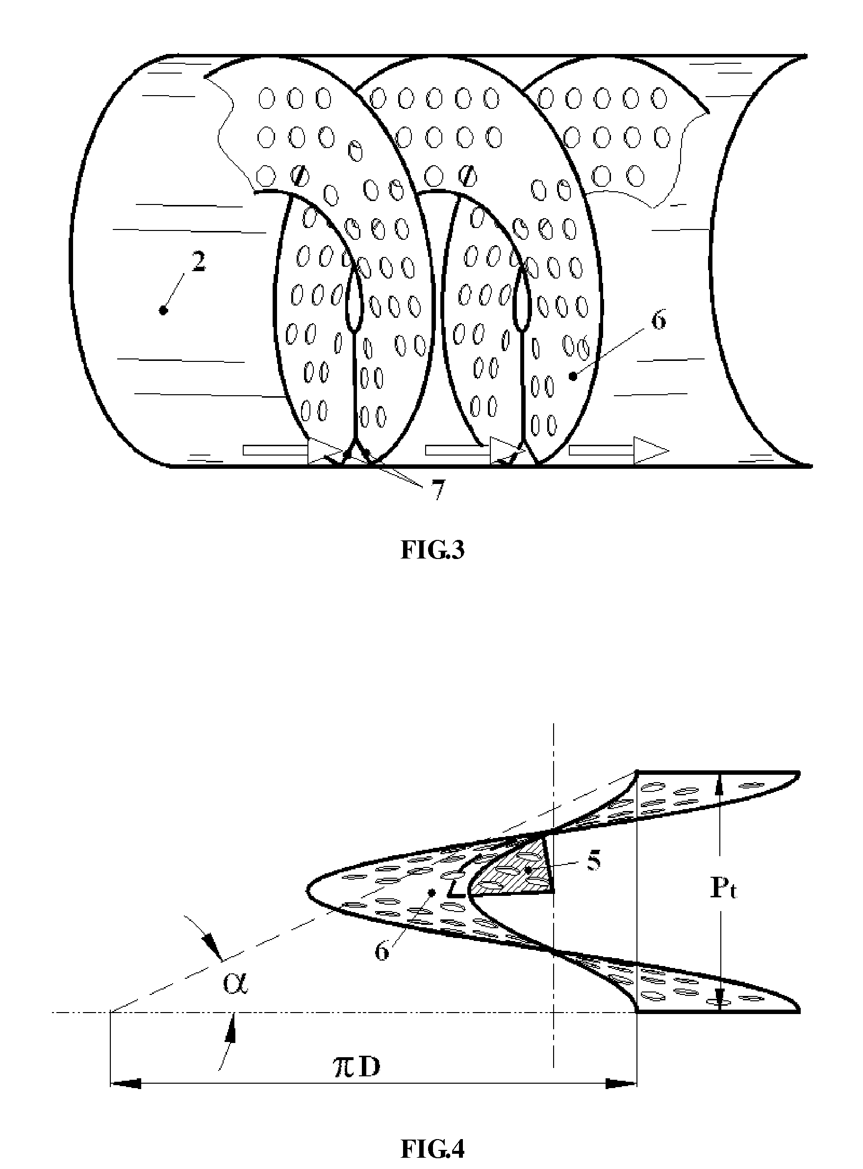 Single shell-pass or multiple shell-pass shell-and-tube heat exchanger with helical baffles