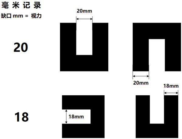 Far and near visual chart based on millimeter recording method and intelligent detection system