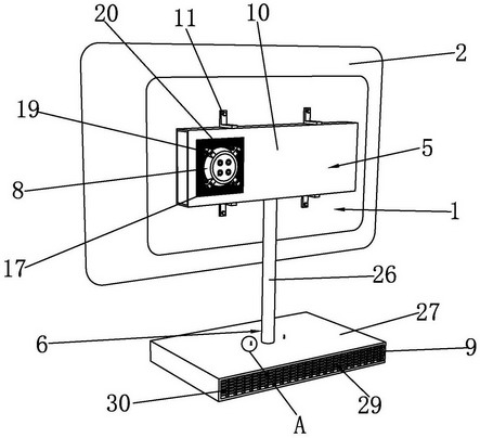 Heat dissipation structure of automobile vehicle-mounted display screen and installation method of structure