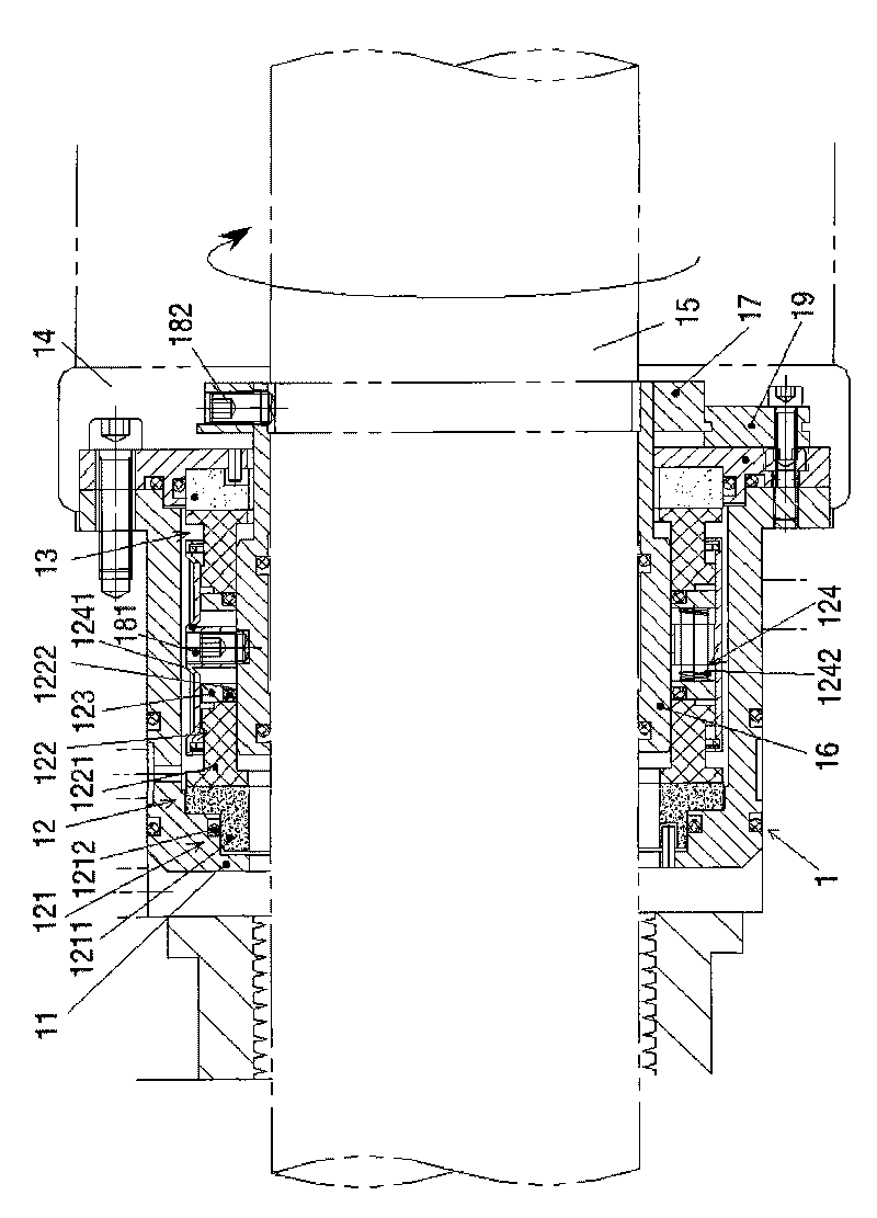 Dry gas sealing device for technical screw compressor and application system thereof