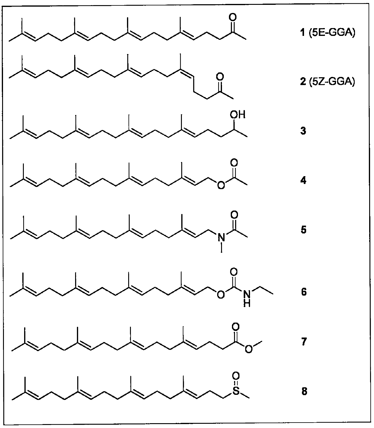 Teprenone and application of derivative of teprenone in preparing drug for treating drug addiction and preventing drug addiction recurrence