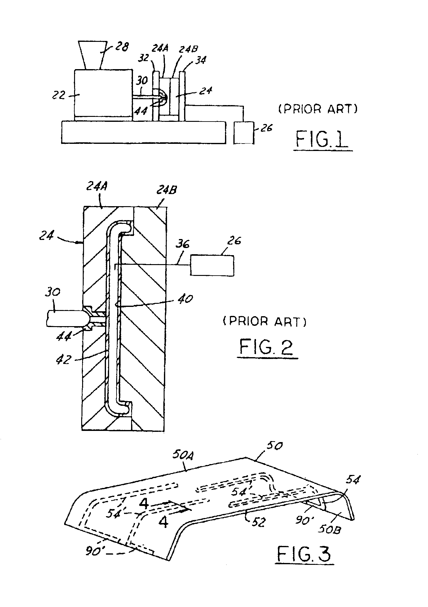 Plastic injection molded articles with hollow rib members