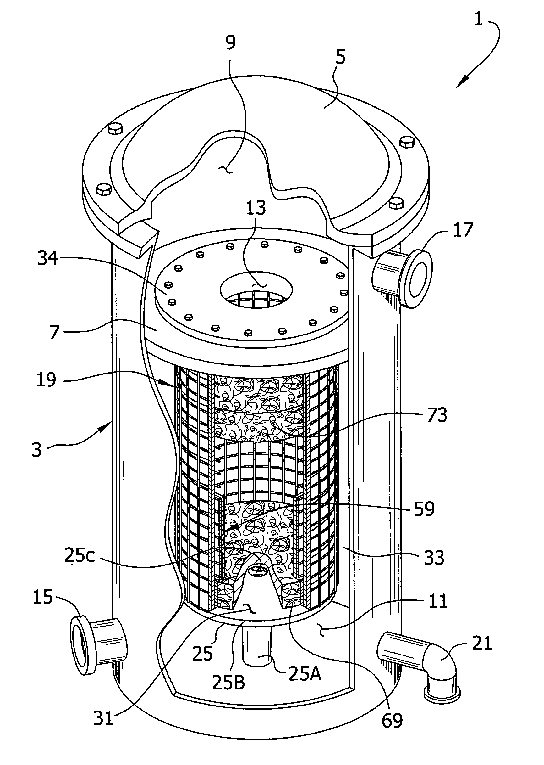 Fiber Bed assembly and fiber bed therefor