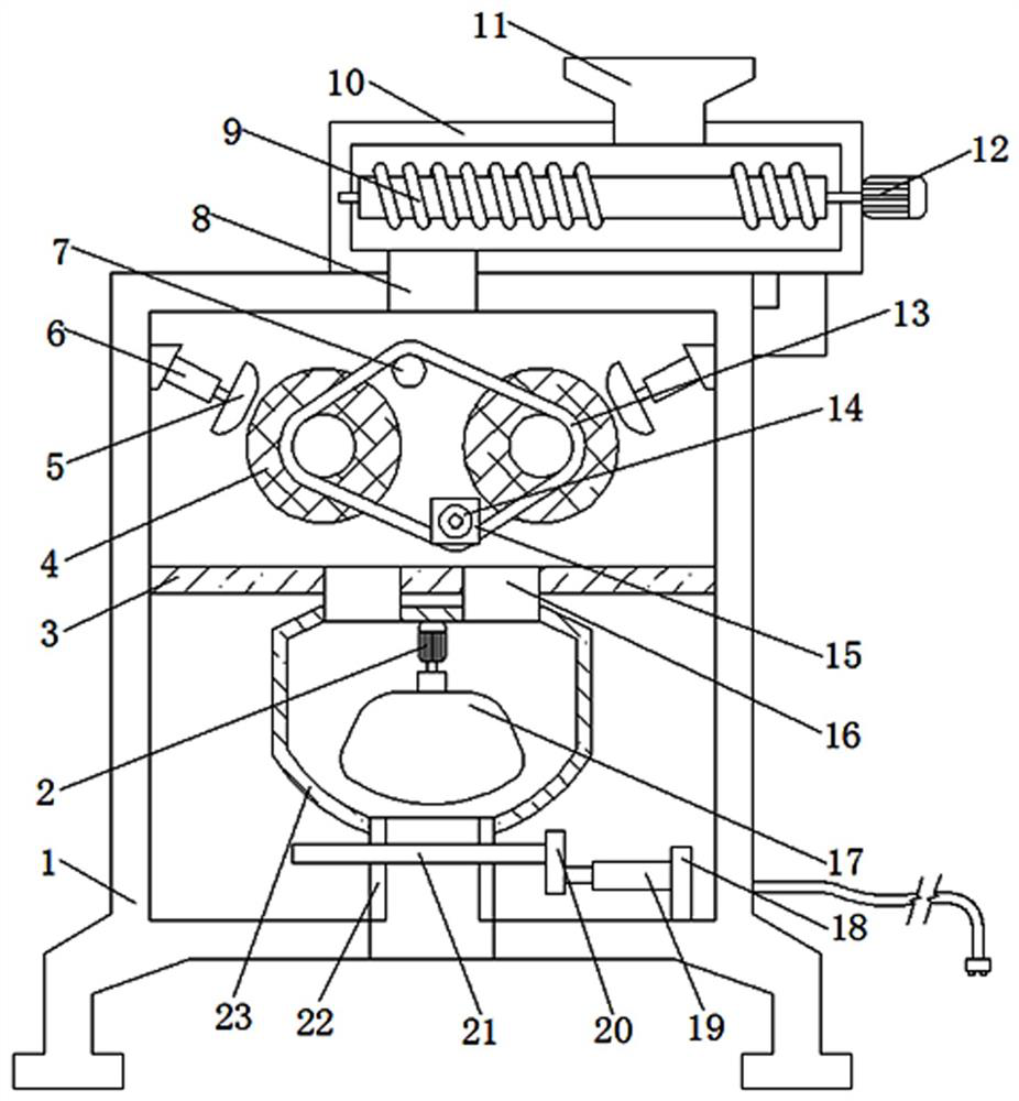 Double-roller type crushing device for paraformaldehyde production
