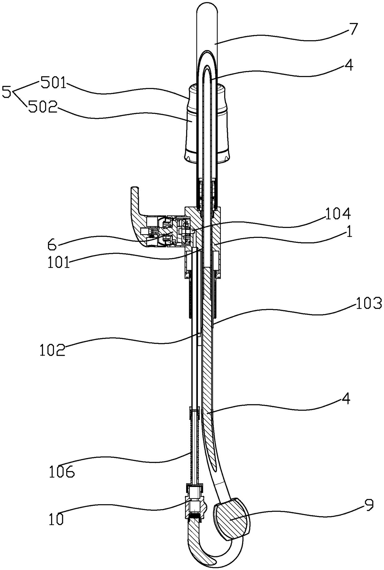 Pulling type faucet with cold and hot water filtration and drinking water filtration