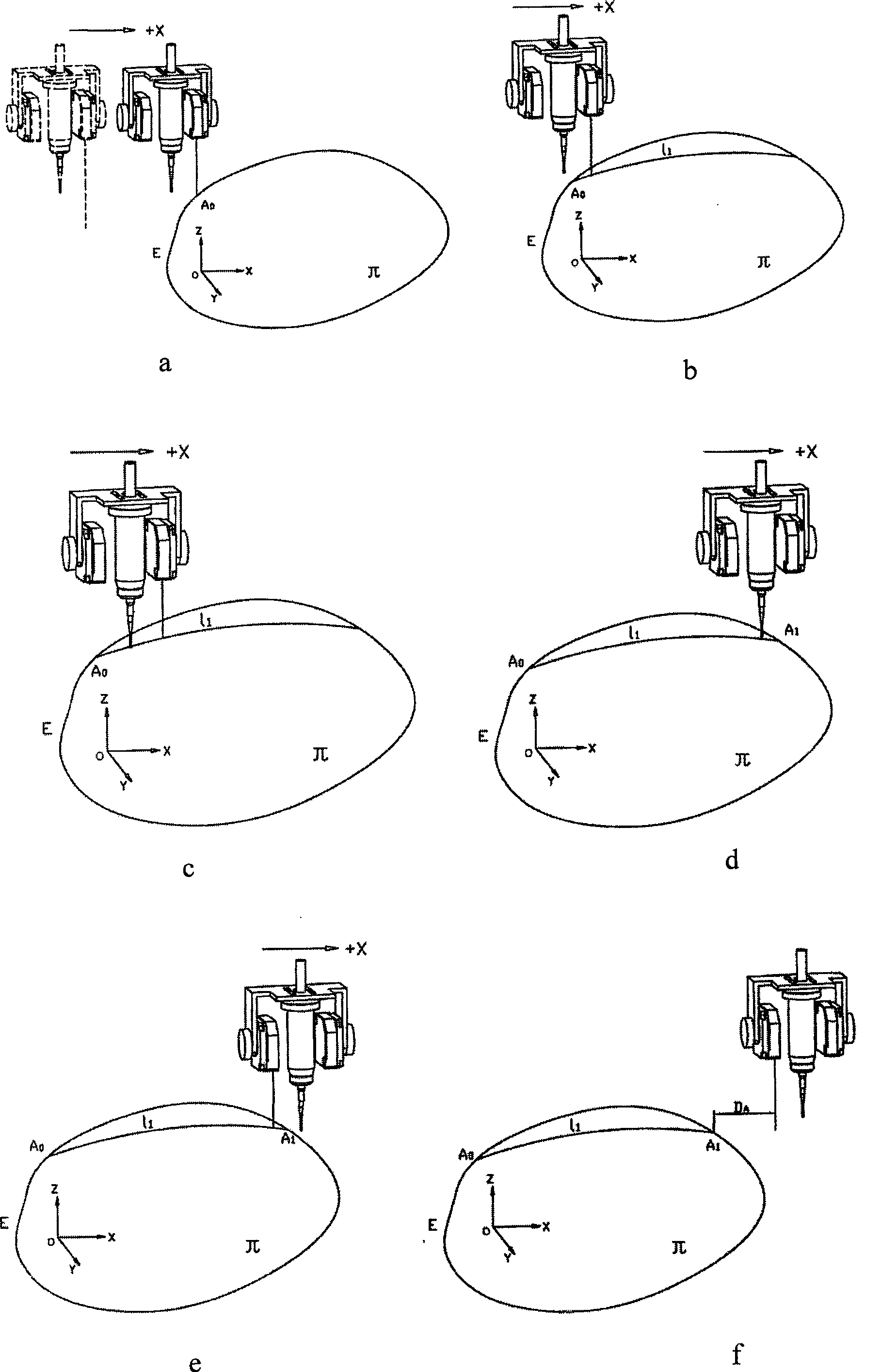 Unknown free-form surface self-adaptive measuring method based on exploration method and measuring head device