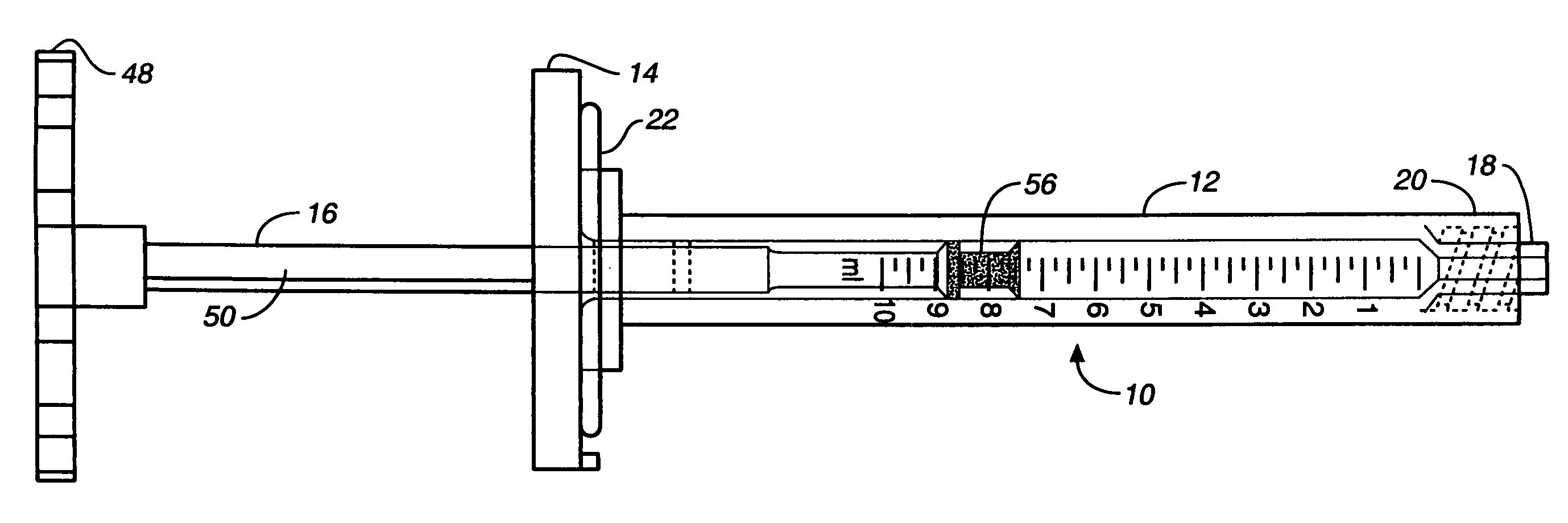 Threaded syringe with quick stop