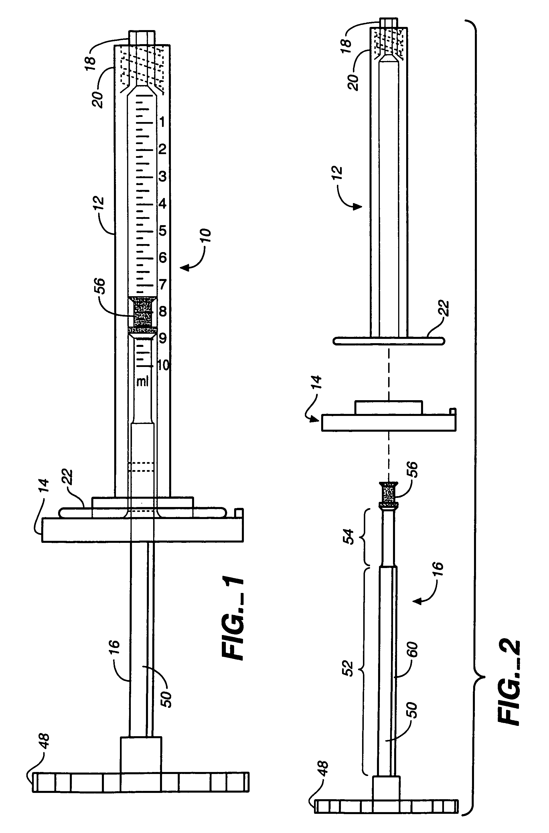 Threaded syringe with quick stop