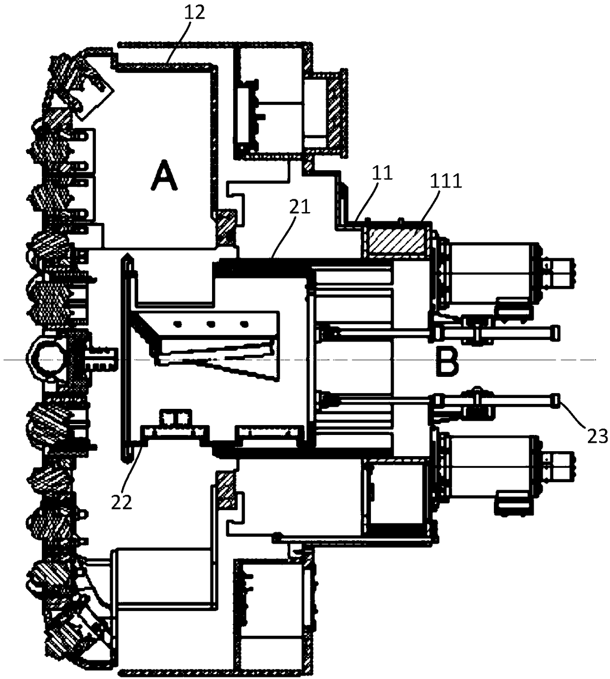 Telescopic sealing device for shield tunneling machine soil warehouse and shell