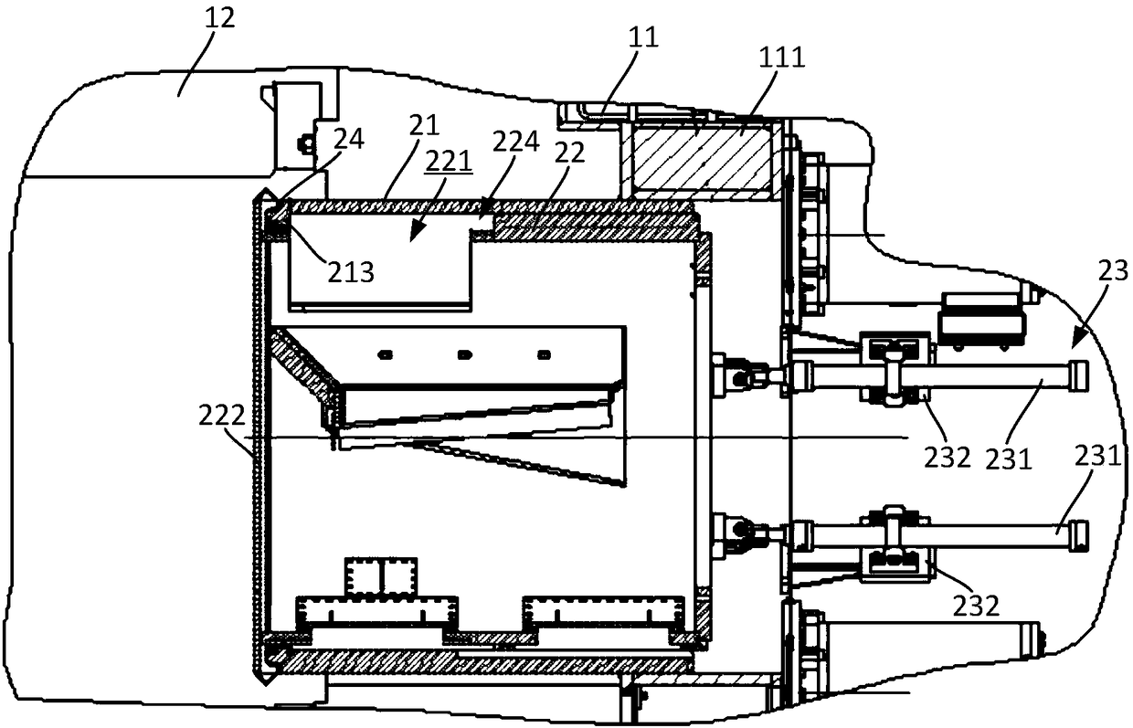 Telescopic sealing device for shield tunneling machine soil warehouse and shell