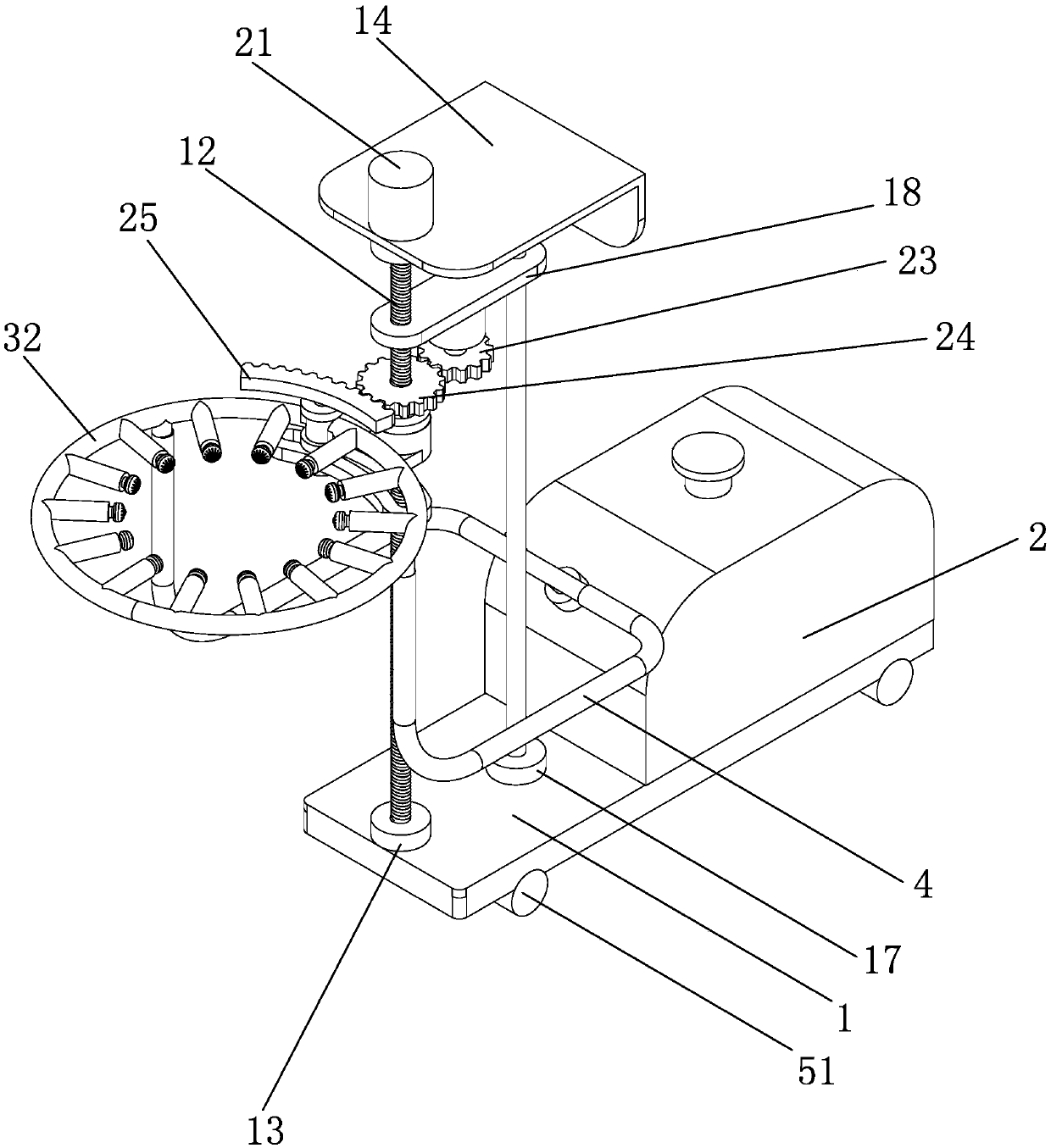 Tree brushing machine capable of conveniently spraying lime water