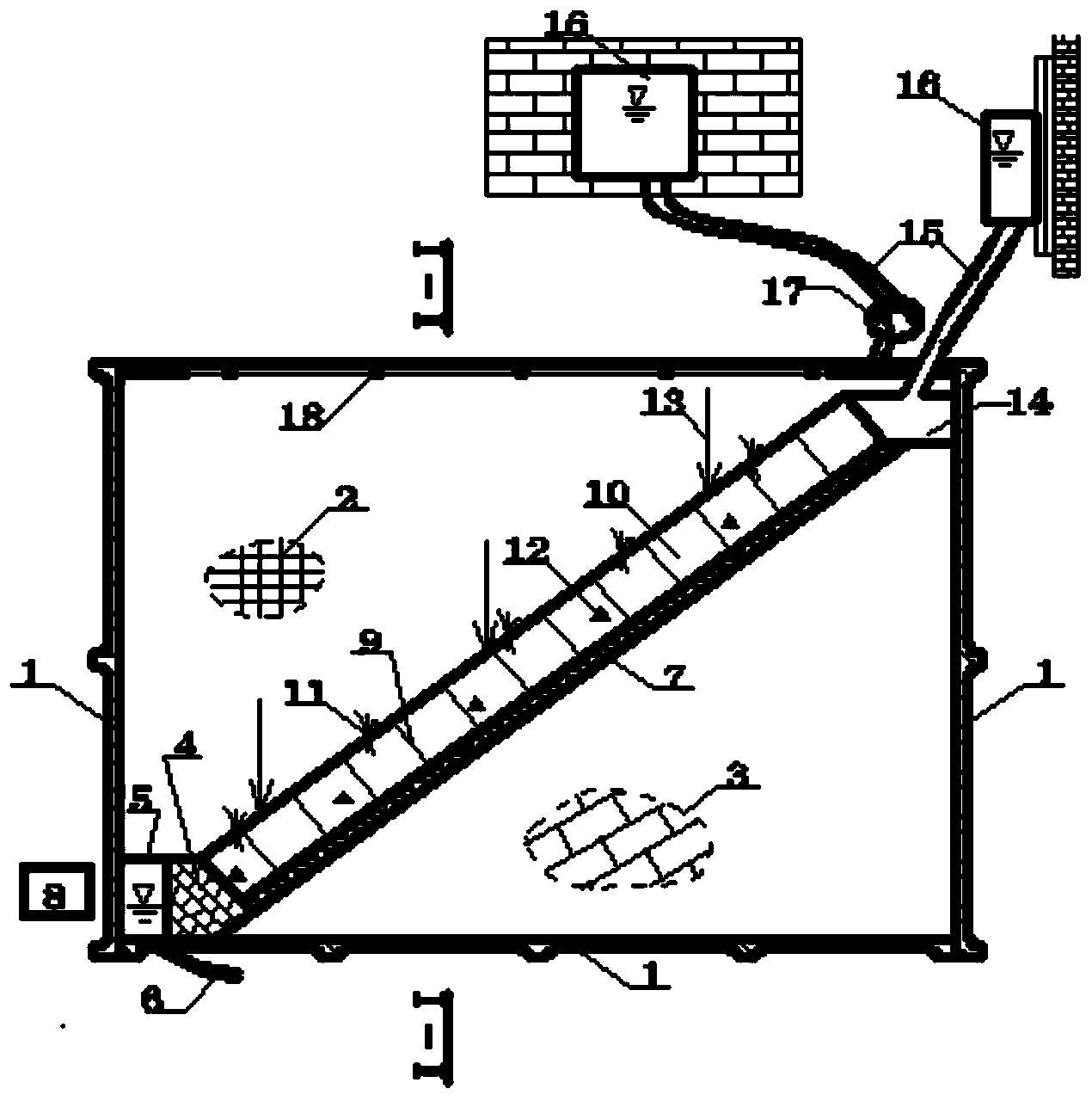 Magnetic field force-seepage force model test device applicable to earth-rock slope