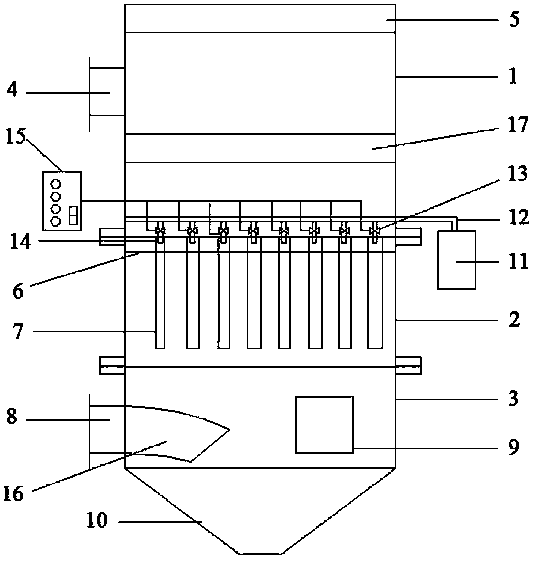 Single pulse bag type dust collector