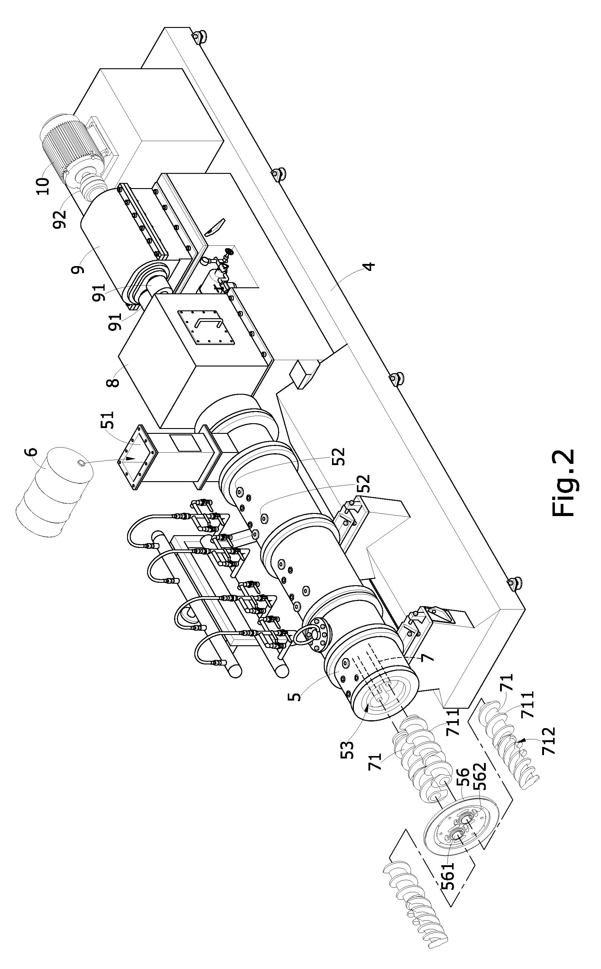 Counter-rotating twin screw extruder