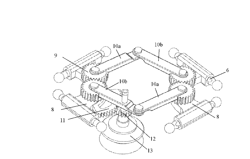 Bar-wheel combined type three-translation one-rotation parallel mechanism