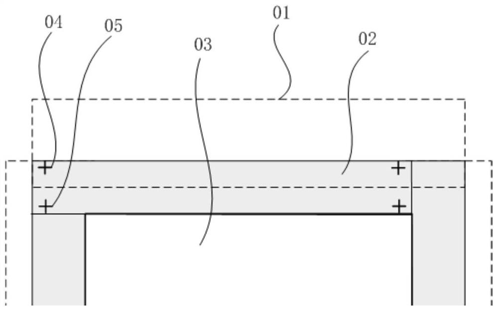 Mark for monitoring opening precision of shading sheet of photoetching machine and using method of mark