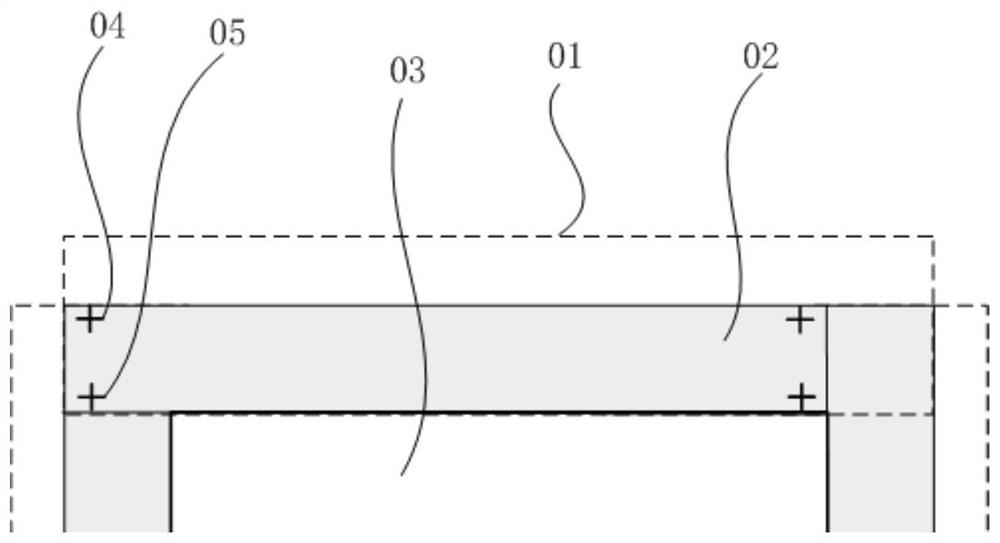 Mark for monitoring opening precision of shading sheet of photoetching machine and using method of mark