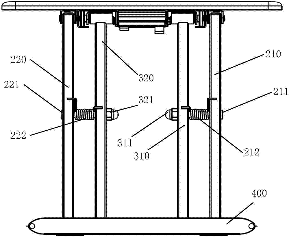 Lifting desk and supporting structure thereof