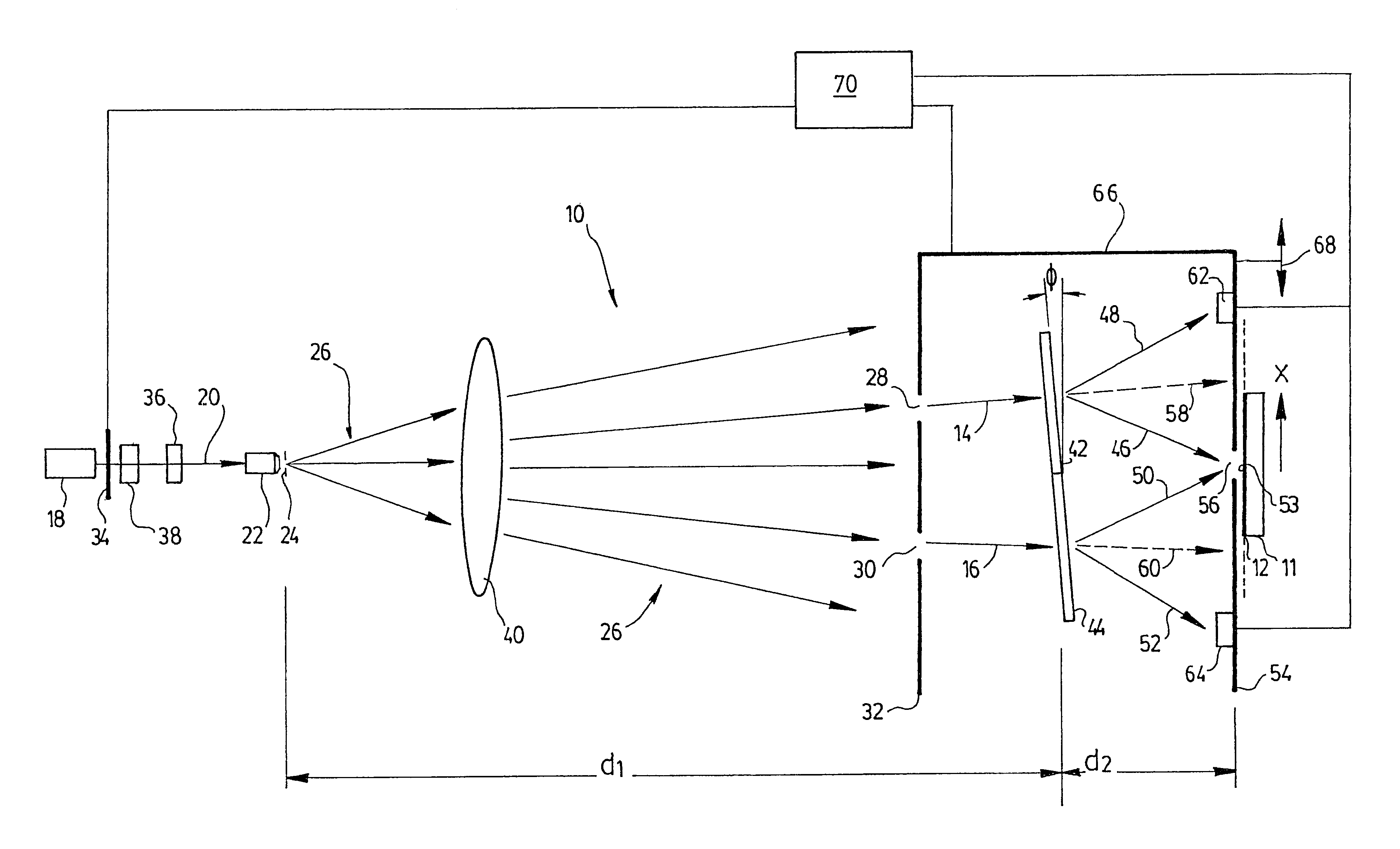 Device and method for recording an interference pattern in a photosensitive medium