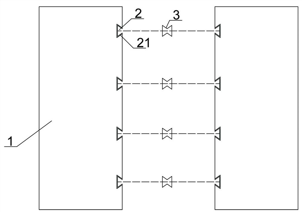 A prefabricated lightweight partition wall slat connection device using double dovetail connection