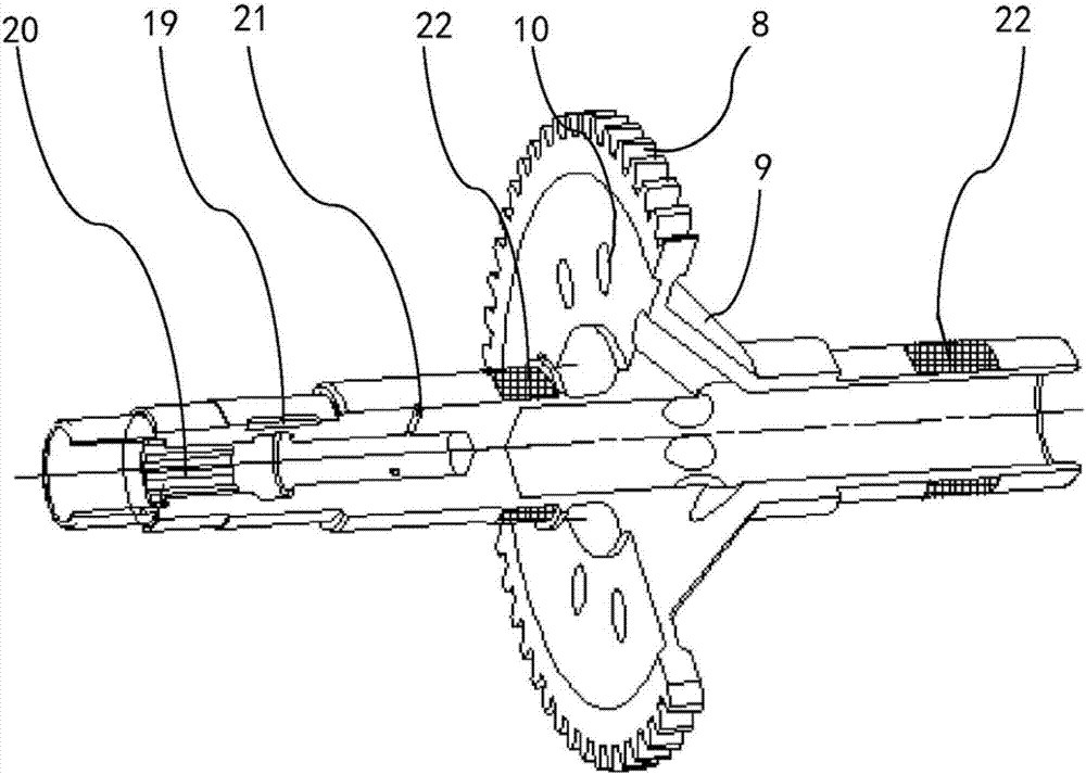 Accessory gearbox and integrated gear shaft thereof