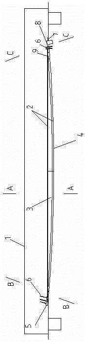 Method for strengthening reinforced concrete girder by using slightly curved and tensioned carbon fiber plates