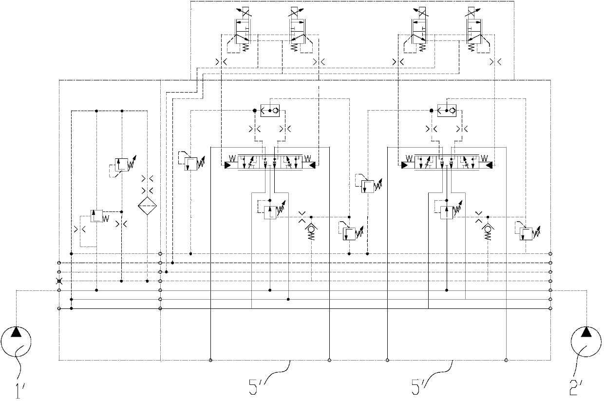 Crane and multi-way valve hydraulic system thereof