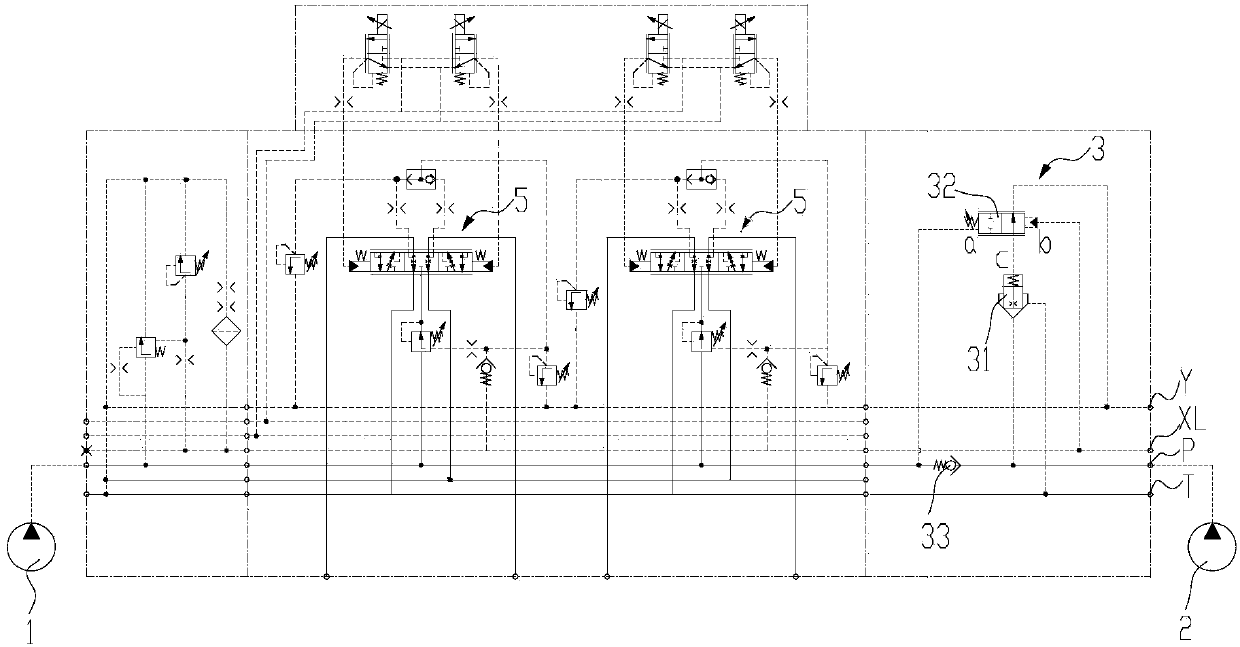 Crane and multi-way valve hydraulic system thereof