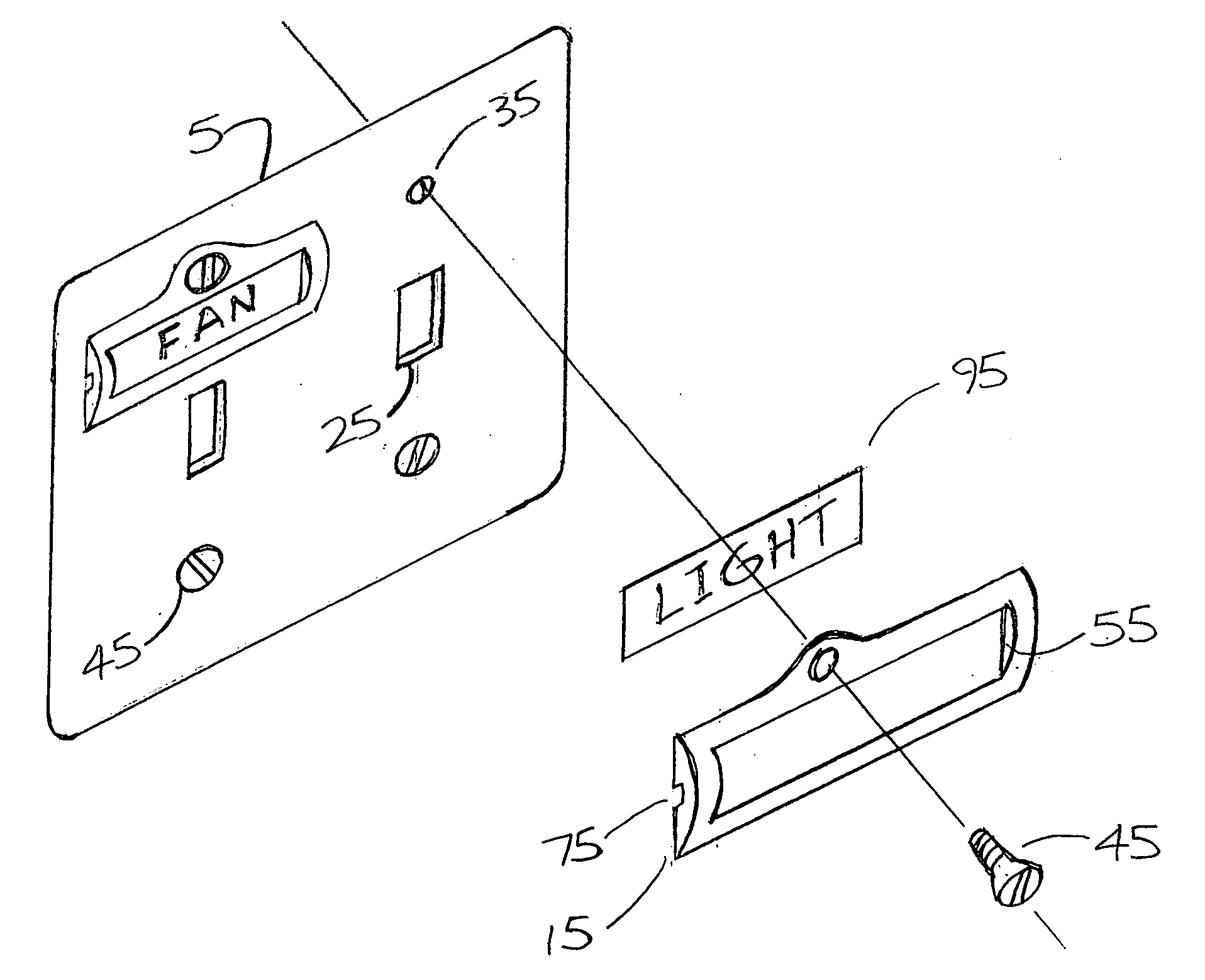 Identity labeling system for electrical cover plates