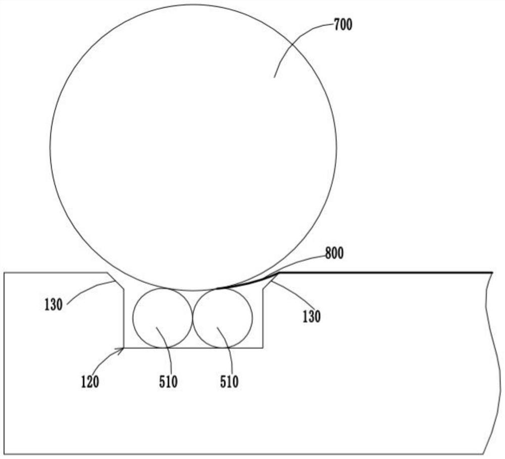 Coiled material laminating device and coiled material packaging equipment