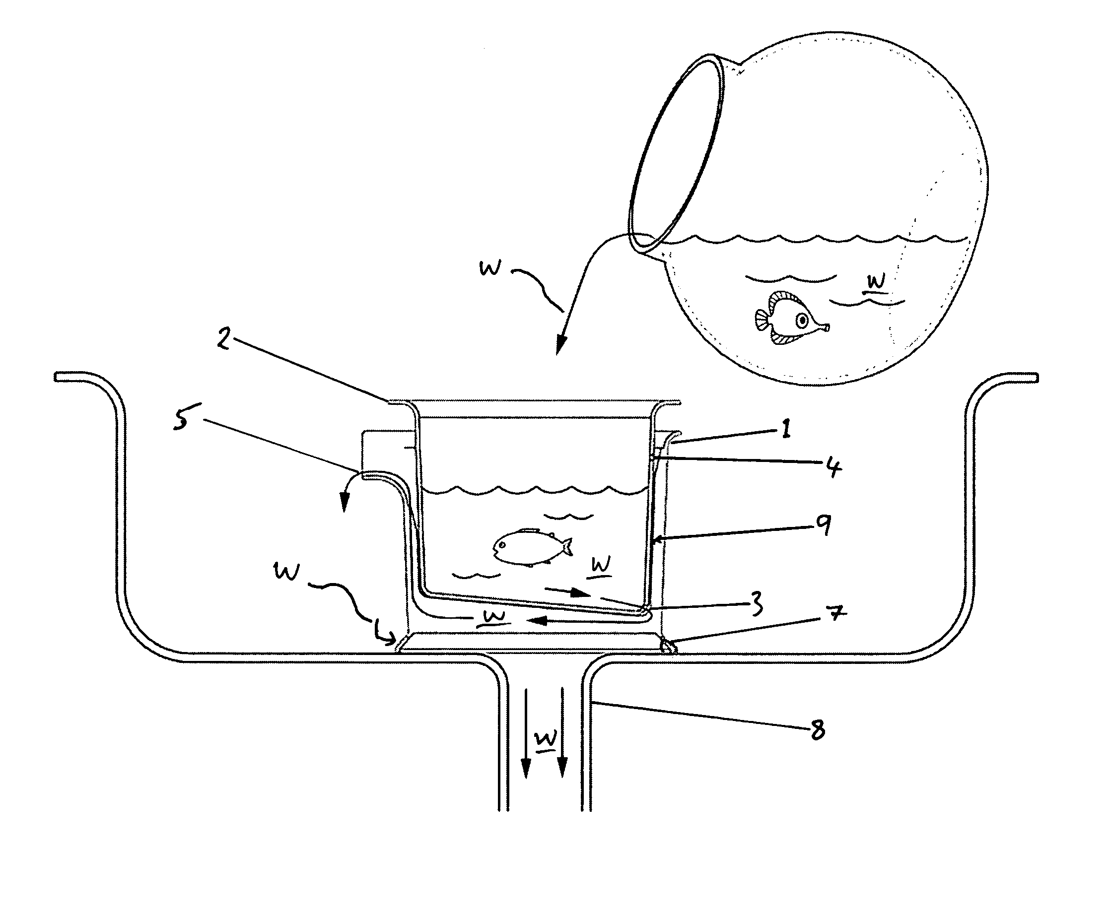 Water changing and cleaning system and device for bowl, aquarium or pond kept pet fish