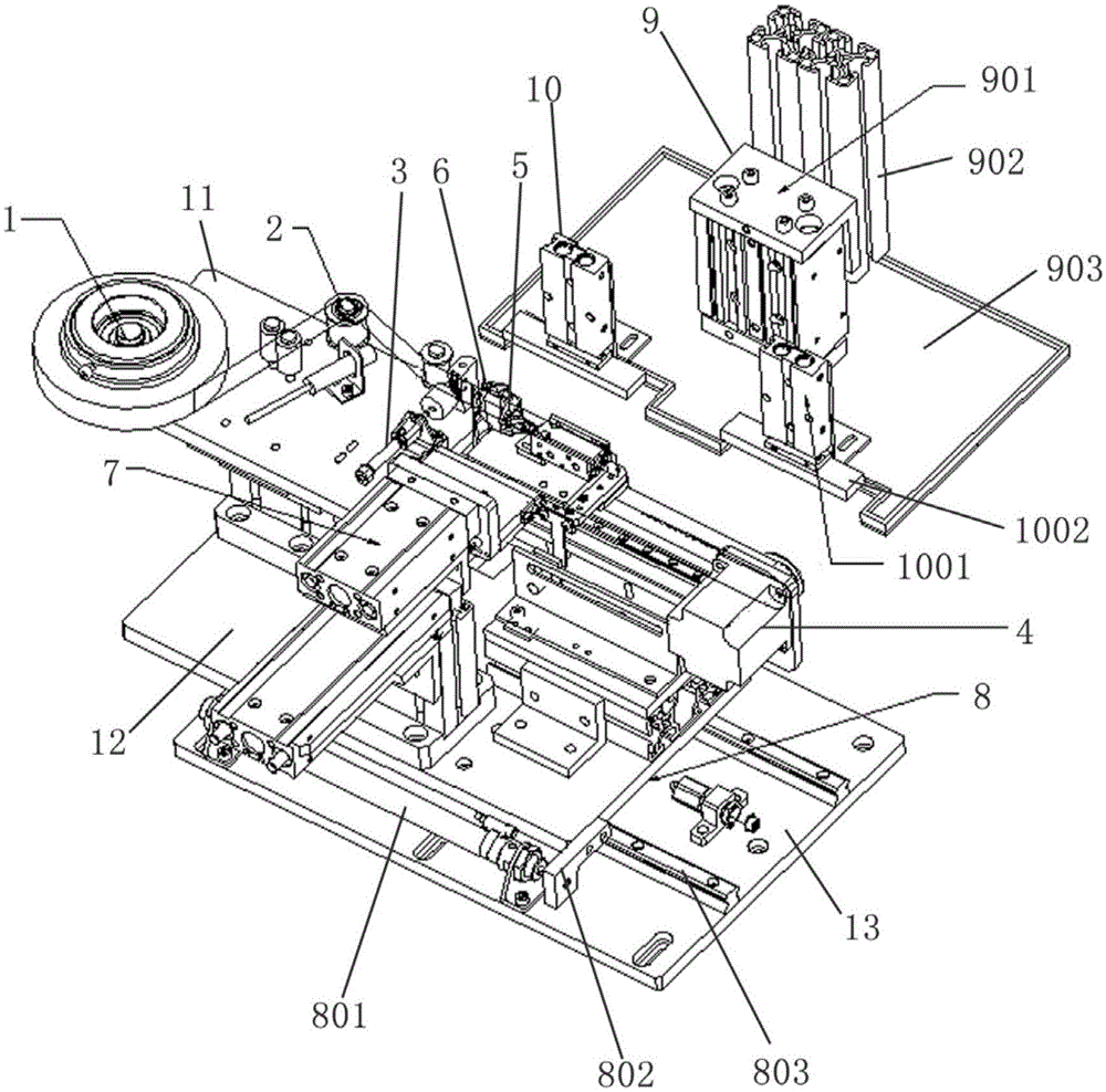 A 90-degree gluing device for tabs of lithium batteries