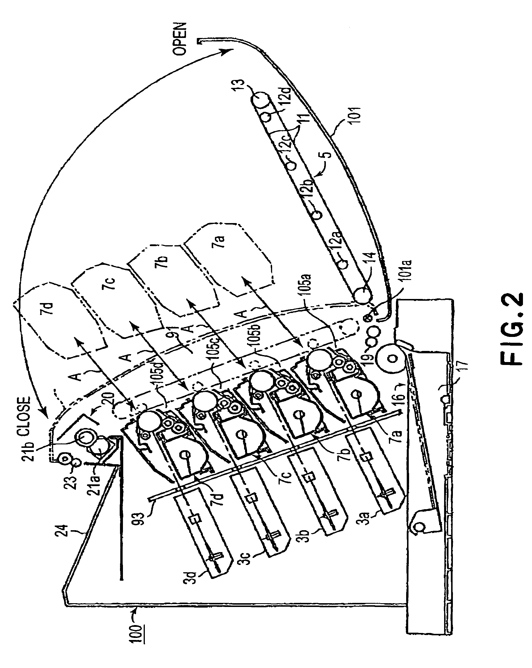 Electrophotographic image forming apparatus having a plurality of mounting portions for detachably mounting a plurality process cartridges