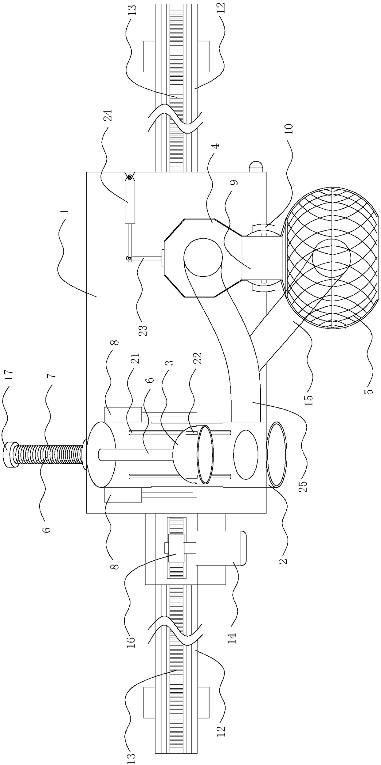 A ball receiving and receiving device used for basketball full-court running training