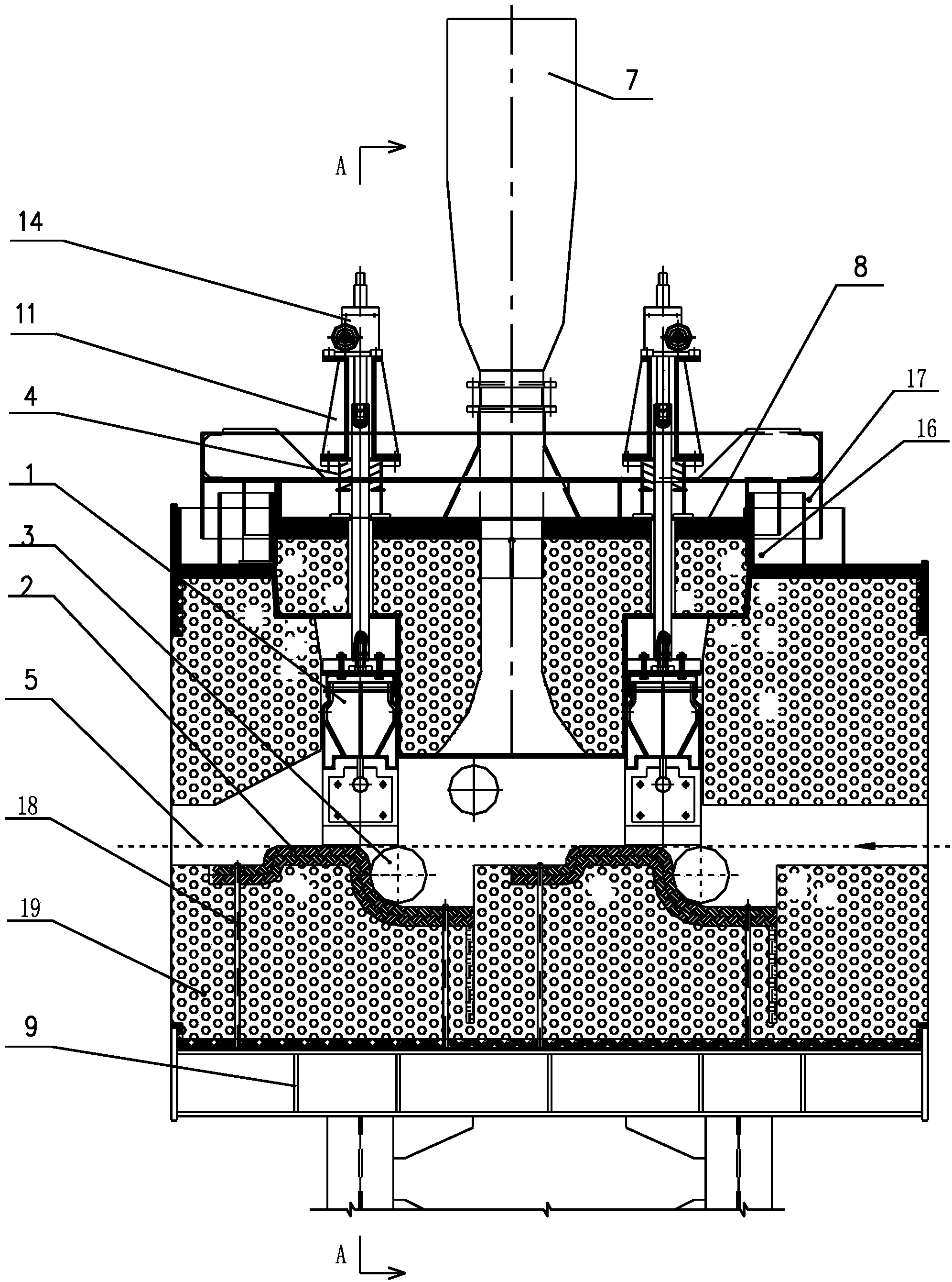 Sealing device for gas isolation of furnace sections