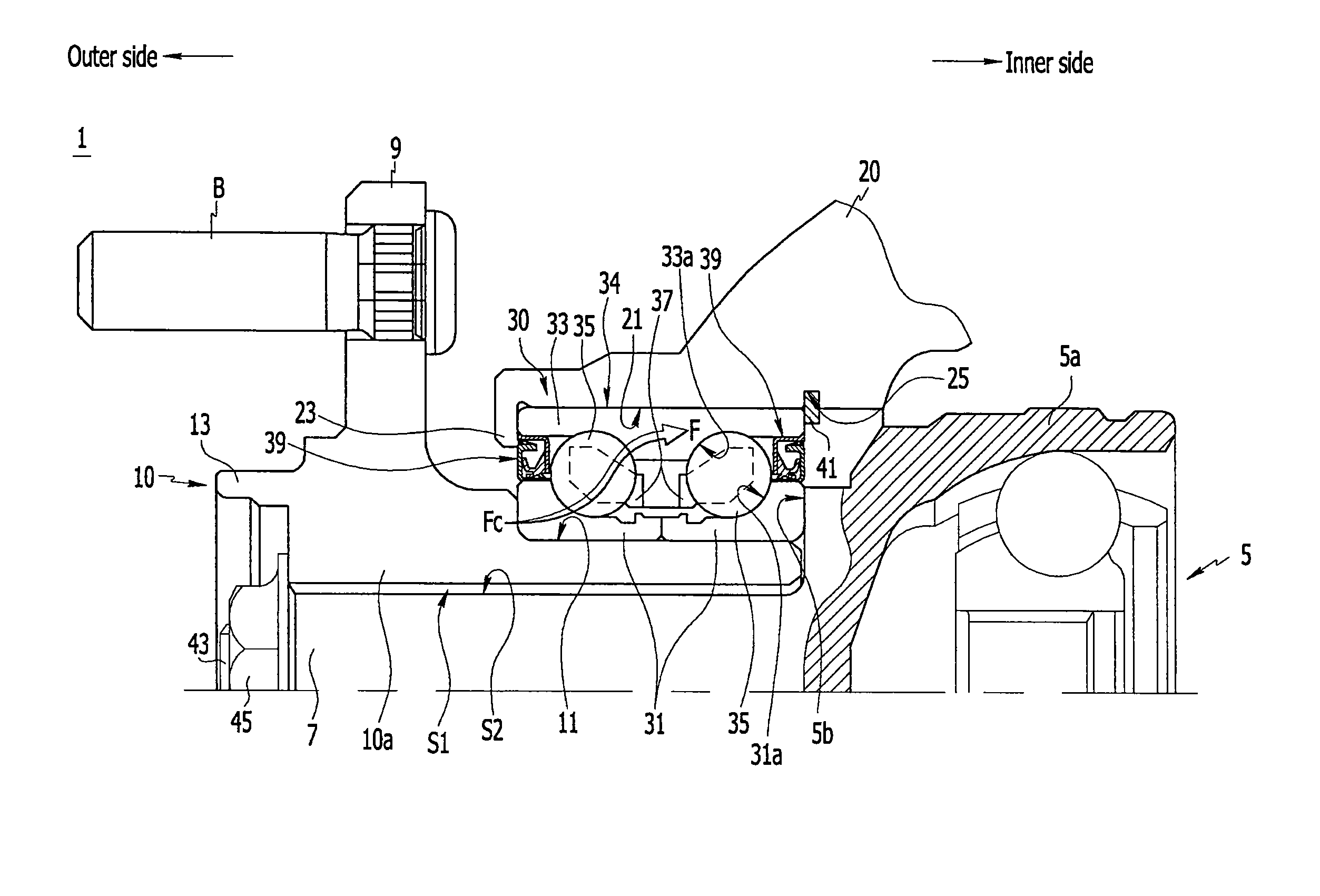 Outer ring for wheel bearing