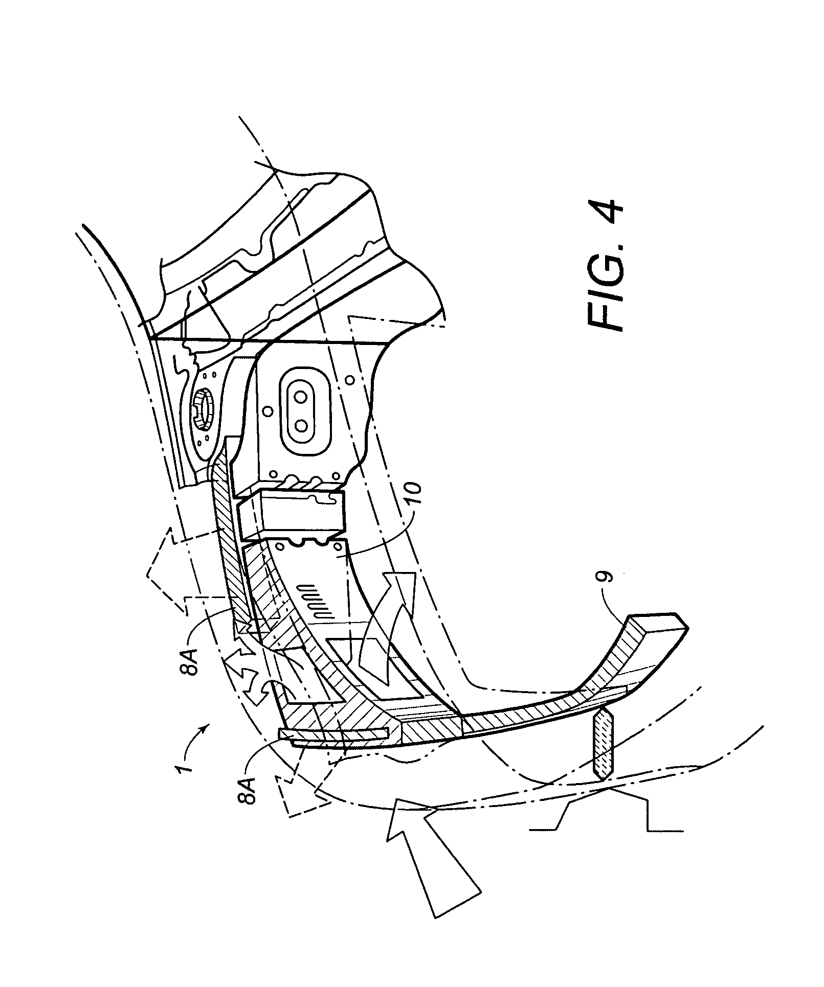 Structure for the front of a vehicle, of the type with control of the deformation for the safeguard of the pedestrian