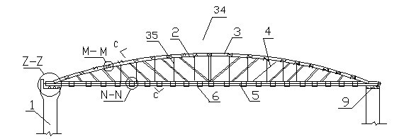 Large-sized closed roof formed by light steel truss arch for building