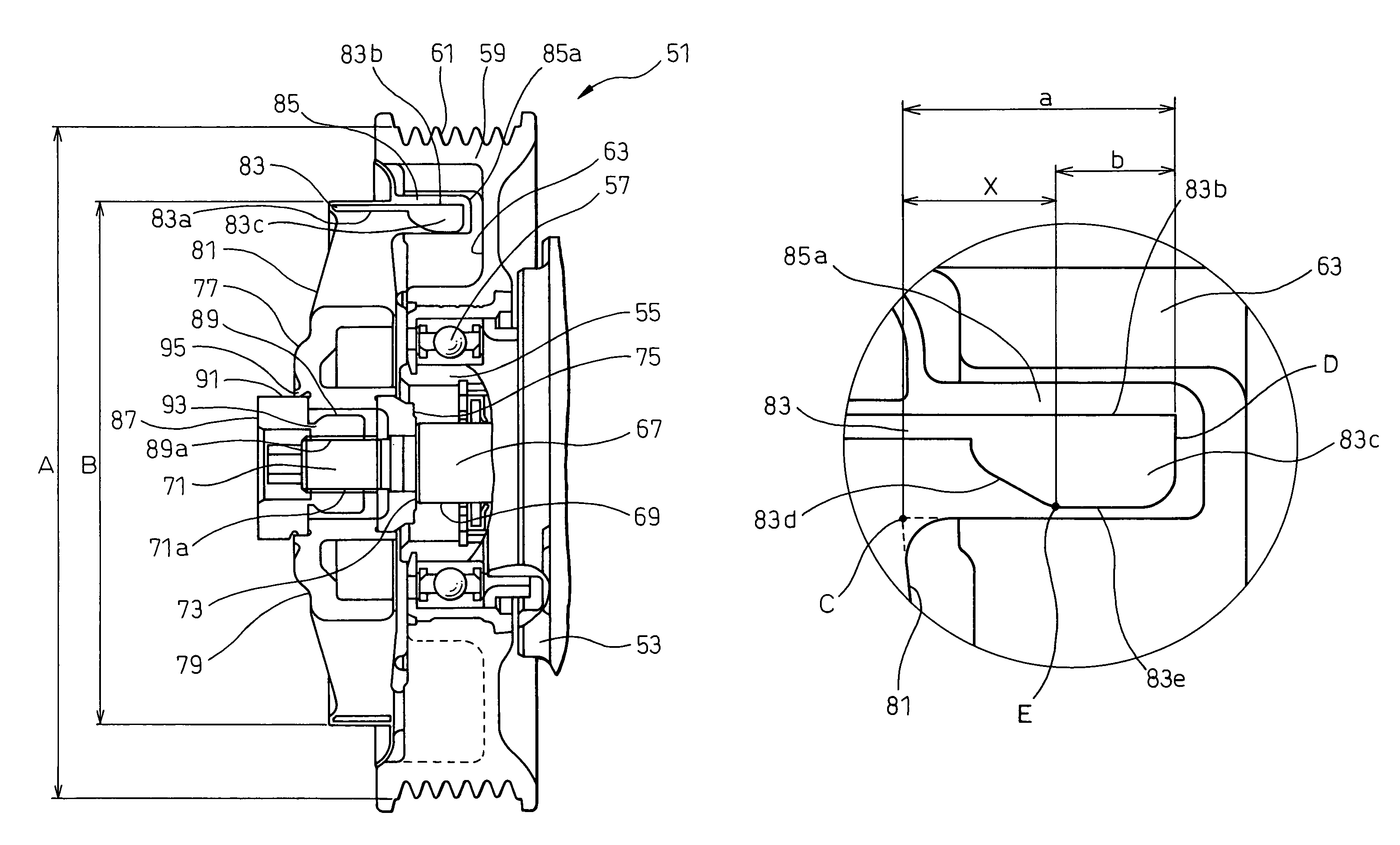 Hub for power transmission apparatus