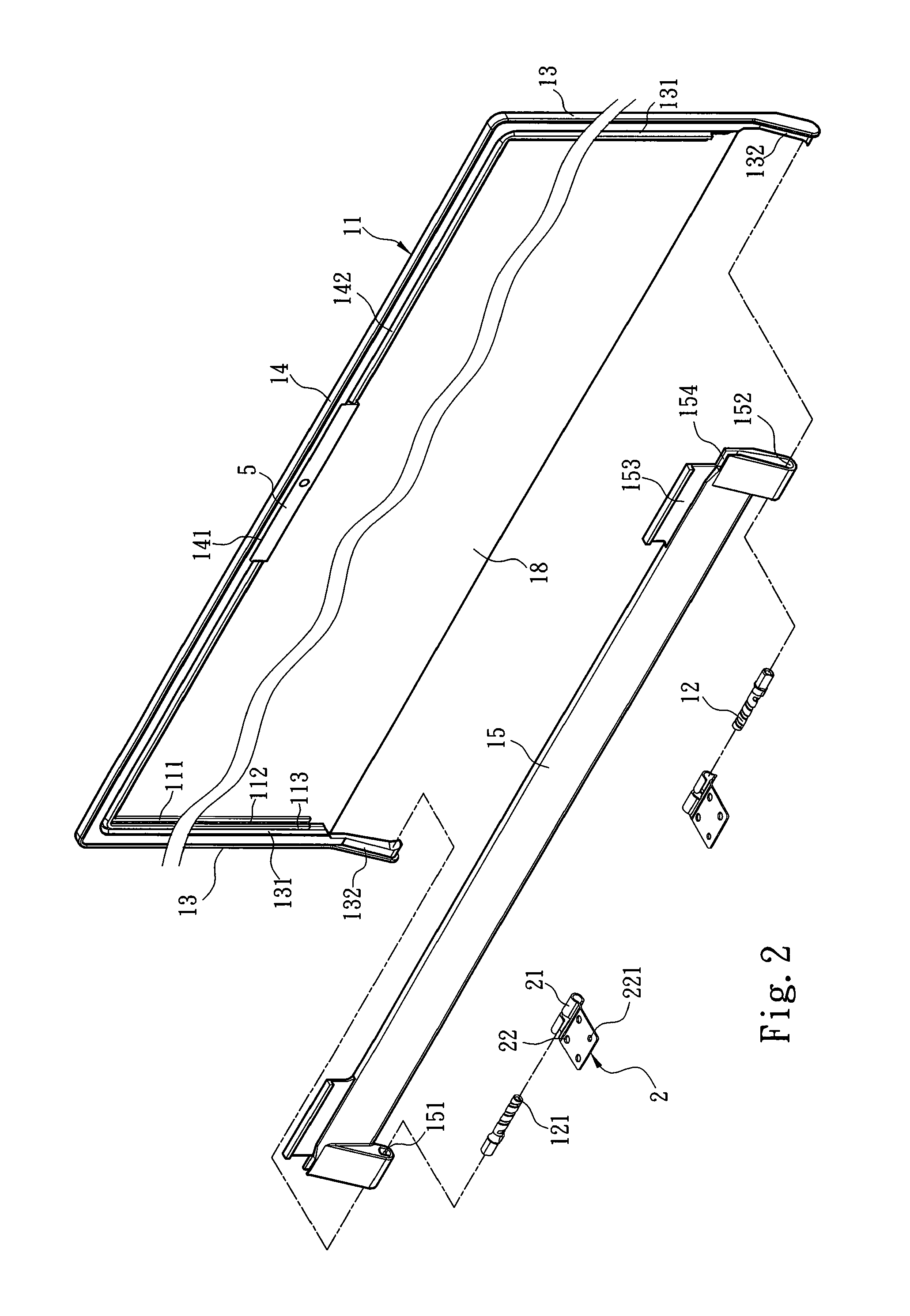 Hinge structure for assembly of a display module